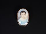 un portrait miniature représentant une jeune fille en robe bleue