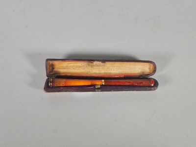 Fume-cigarettes en ambre, les bagues en or jaune 18K (750°/°°). L : 11