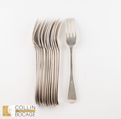 Ensemble de 11 fourchettes en argent 925°/°° du modèle uni p… - Photo 1