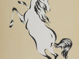 peinture à l'encre de Chine représentant un cheval se cabrant sur ses pattes arrière