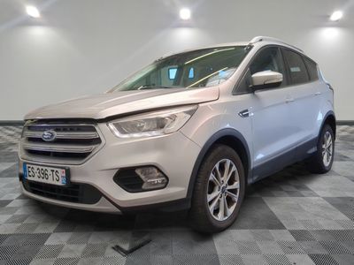 the white ford kuga is parked on a checkered floor
