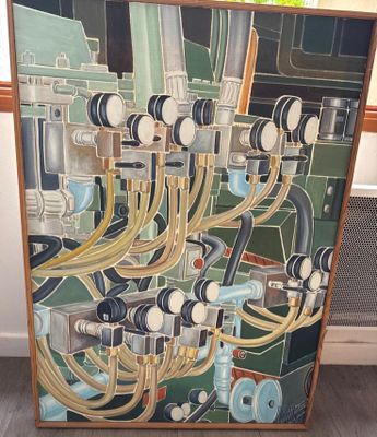 a picture of a painting of a machine on the floor