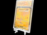 a picture of a pokemon trading card on a stand