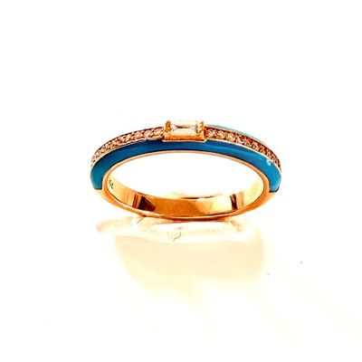 an image of a blue and gold ring with diamonds on it