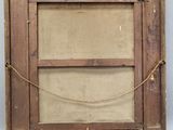 a painting of an old wooden frame with a rope around it