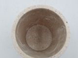 a white cup with a brown substance inside of it