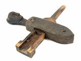 a wooden hammer and a wooden mallet on a white surface