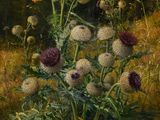 une image représentant un tableau d'un bouquet de fleurs dans un champ
