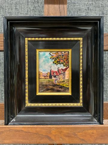 GUITARD. Limoges. Email. Paysage limousin animé »12x9