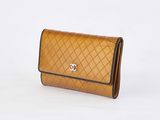 chanel brown quilted leather wallet