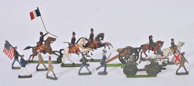 Plomb demi ronde-bosse, 6 cavaliers début XXe.