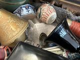 a box full of assorted items sitting on a table