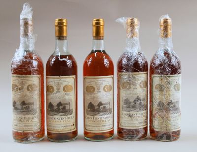 5 bouteilles : 3 B. Clos Fontindoule Monbazillac 1980