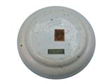 a close up of a white plate with a picture on it