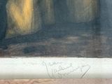 a painting of a man and a woman sitting on a bench