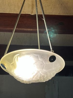 ROS : suspension en pâte de verre blanche, diam 35cm environ…