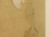 drawing of a woman ' s head with a long hair and a spoon