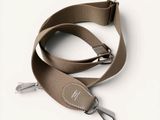 a close up of a camera strap on a white background