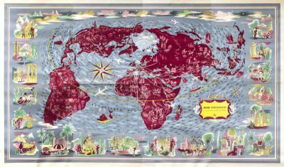 a picture of a map of the world in red and blue