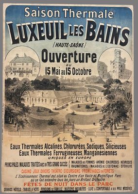 an old poster advertising a show at the chateau des bains in paris