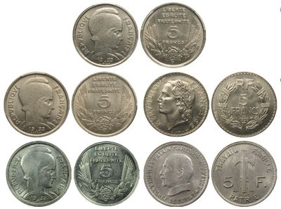 plusieurs types de pièces de monnaie sont présentés sur une surface blanche