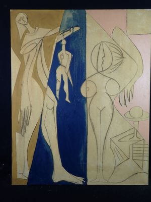 an image of a painting of a woman and a man standing next to each other