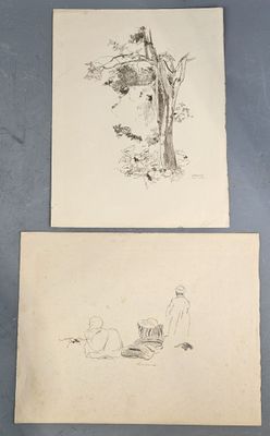 Léon CARRE (1878-1942). Deux dessins au crayon : "Etude de p…