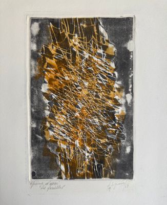 une image représentant un tableau d'un arbre jaune et noir