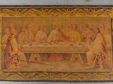 a painting of a group of people sitting around a table