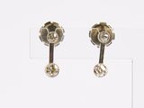 une paire de boucles d'oreilles en argent et diamants exposée sur un fond blanc