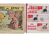 an old children ' s book with a picture of a dog and a squirrel