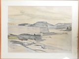 a picture of a watercolor painting of a landscape