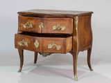 a small wooden chest of drawers with a drawer underneath it