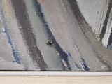 an oil painting of a bird sitting on top of a window sill