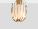 an image of a light fixture with a glass shade hanging from it ' s ceiling