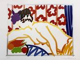 an image of a painting of a woman laying down on a bed