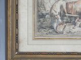 a picture of a painting of a man with a horse