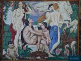 a painting of a group of nudes in a garden