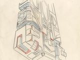 dessin d'un bâtiment sur lequel figure une ligne rouge sur le côté
