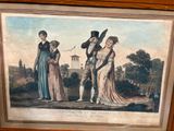 un vieux tableau représentant deux personnes debout l'une à côté de l'autre