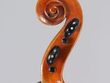 a close up of a violin ' s bow with a spiral design on the back