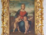 an image of a picture of a painting of a woman and two babies