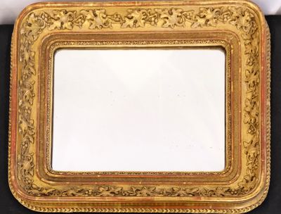 antique gold picture frame on black background with white background