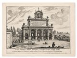 un dessin représentant un bâtiment surmonté d'une horloge