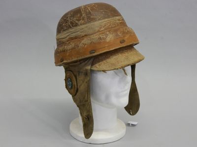 Casque d'aviateur type Roold modèle 1911. Coque en liège rec… - Photo 1