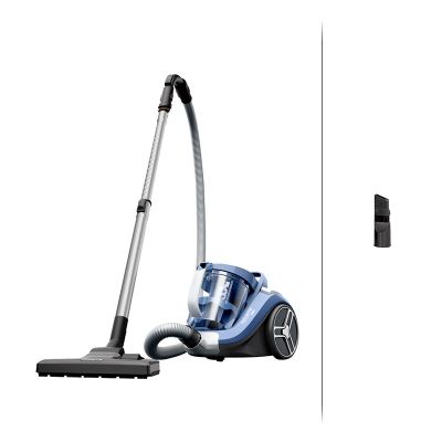gros plan d'un aspirateur et d'une balayeuse sur fond blanc