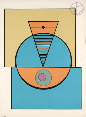 une image d'une photo d'un objet bleu, orange et jaune