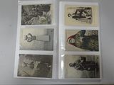 four pictures of a man riding a motorcycle on the street