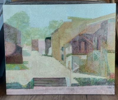 une image d'une peinture d'une rue dans une ville