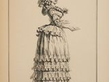 drawing of a woman in a dress with a fan in her hand